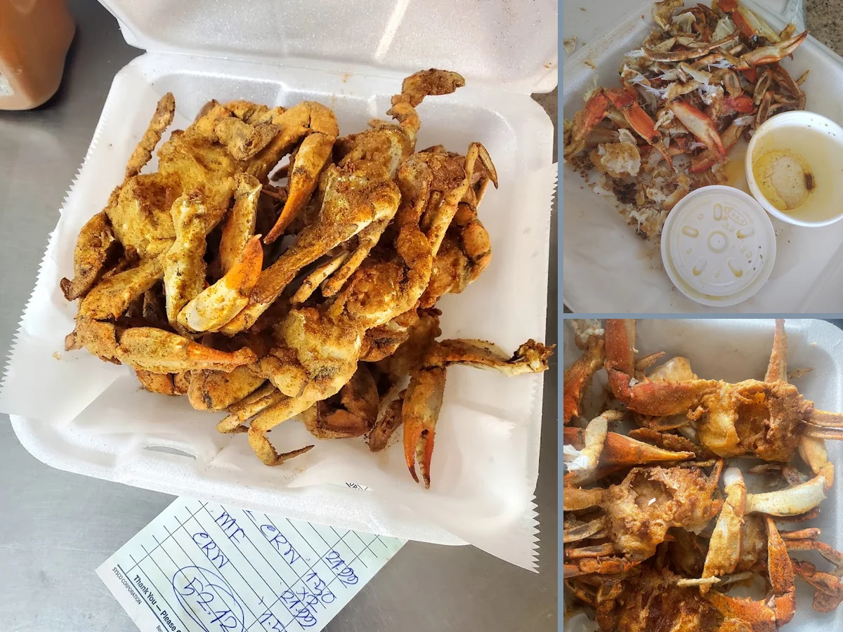 Quick-serve restaurant with crab, fish, and sides.