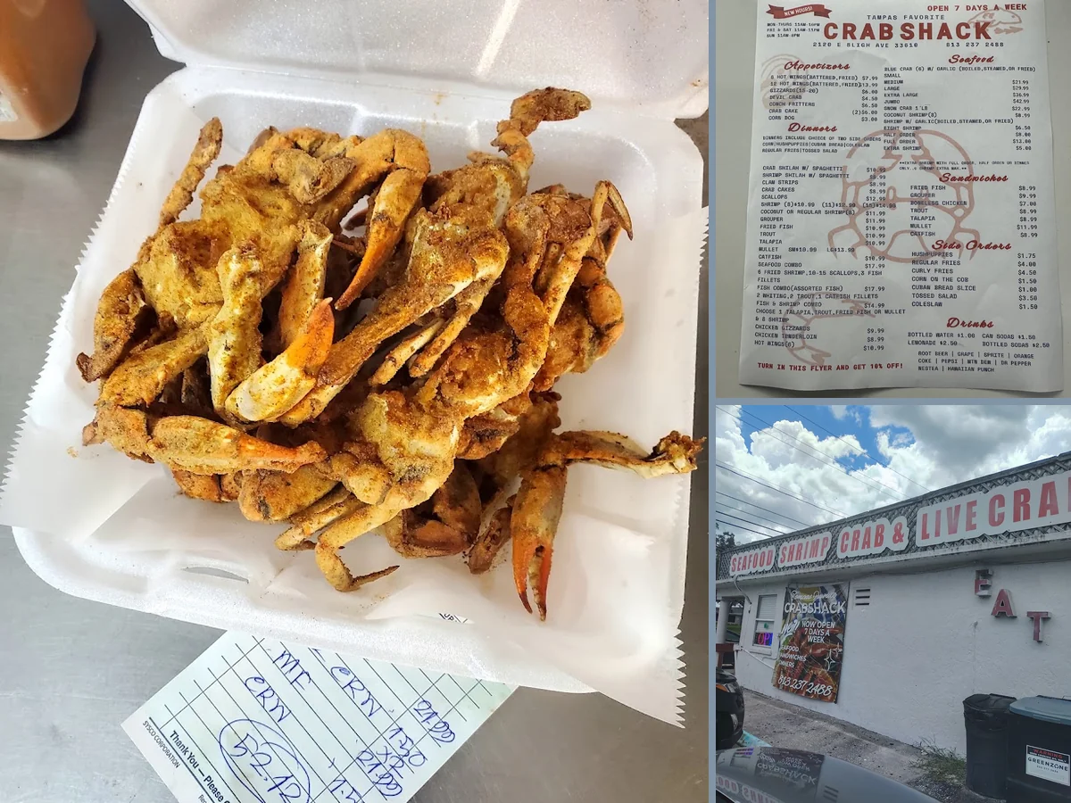 Quick-serve restaurant with crab, fish, and sides.