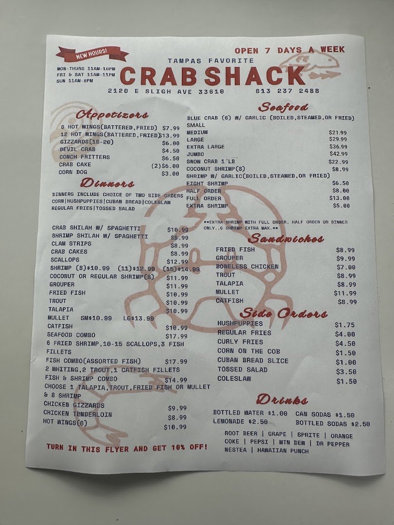 Counter window at a no-frills Tampa seafood spot.